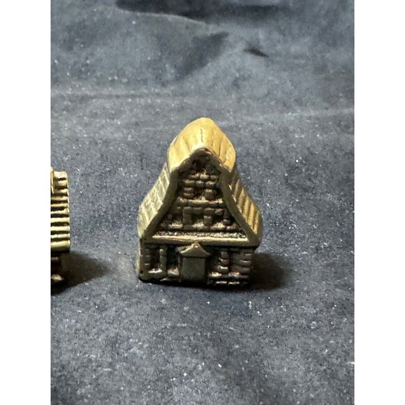 Miniature Brass European Village House Town Buildings Castle Set Of 3 - Picture 2 of 7